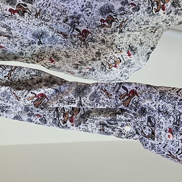 Talbots Equestrian Horses print button up top shirt sz 2 - Picture 6 of 7